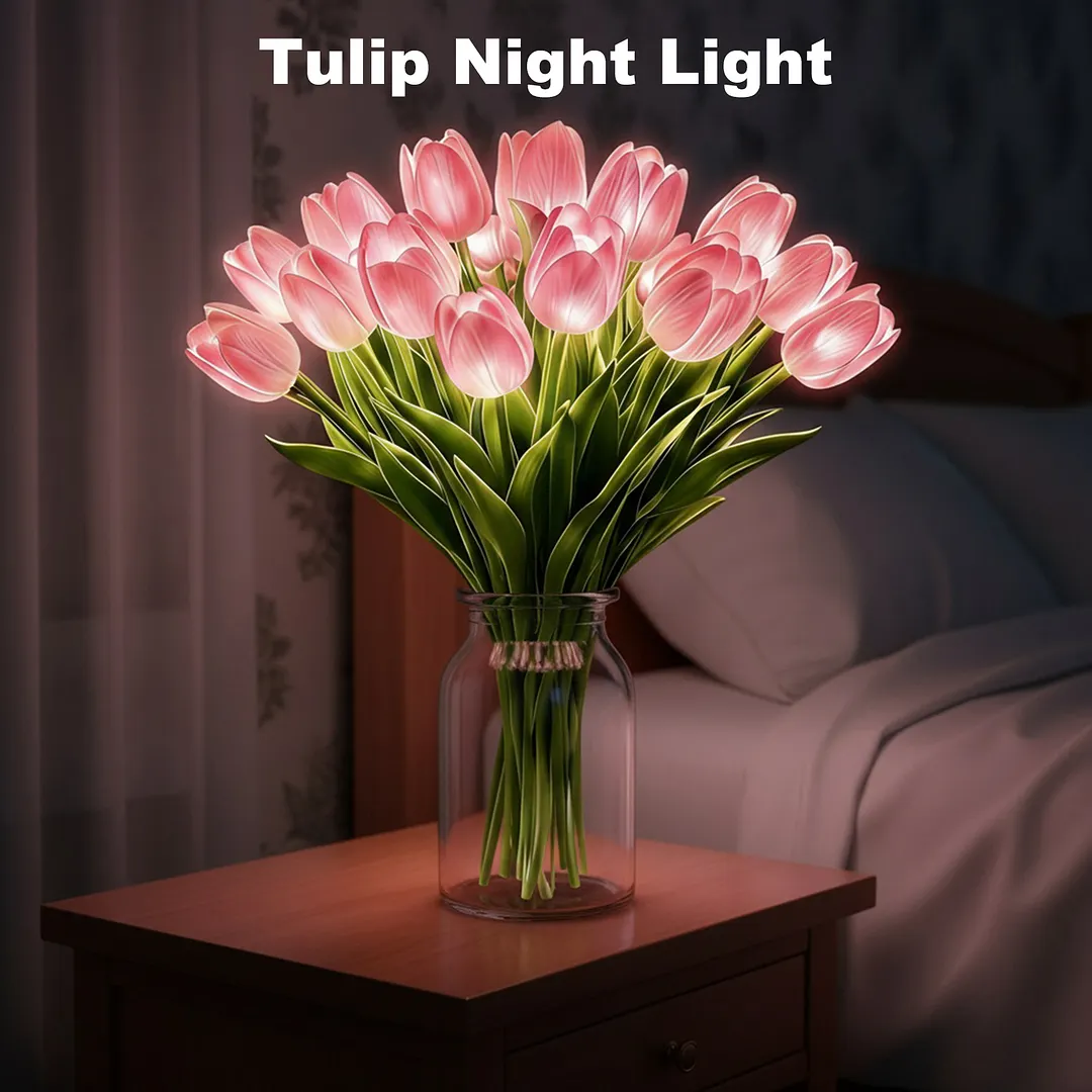 15Pcs Radiant Romantic Tulip Light LED Adjustable Tulip Night Light Warm Light Luminous Bouquet Ornament Gift for Anniversary/Wedding/Birthday