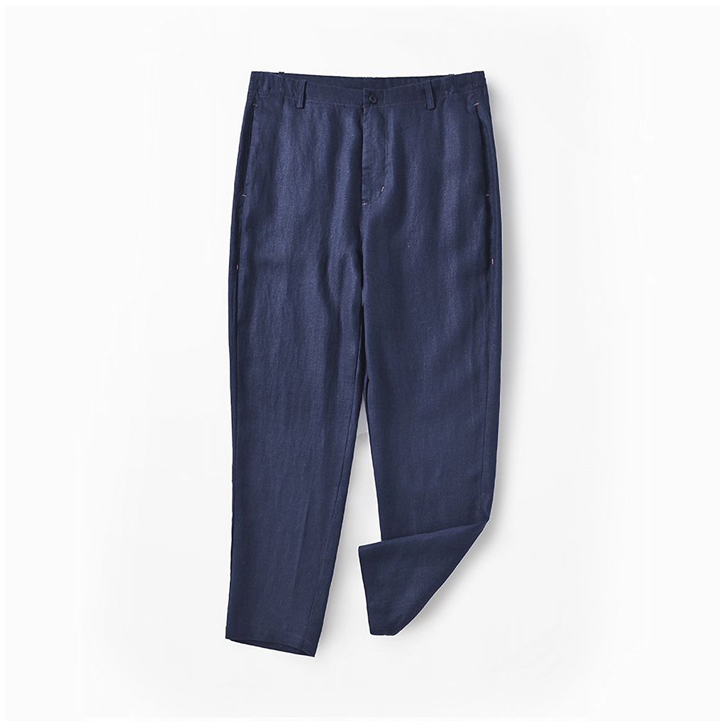 100% European Linen Men's Cropped Pants REAL SILK LIFE