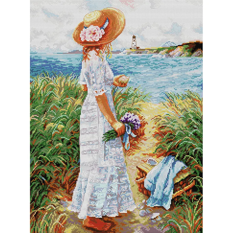 Joy Sunday Girl 14CT Stamped / Counted Cross Stitch 41*52CM