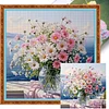 (US Only)Daisy Printed Cross Stitch Kit 45x45cm DIY 14CT Thread Art Needlework Home Decor