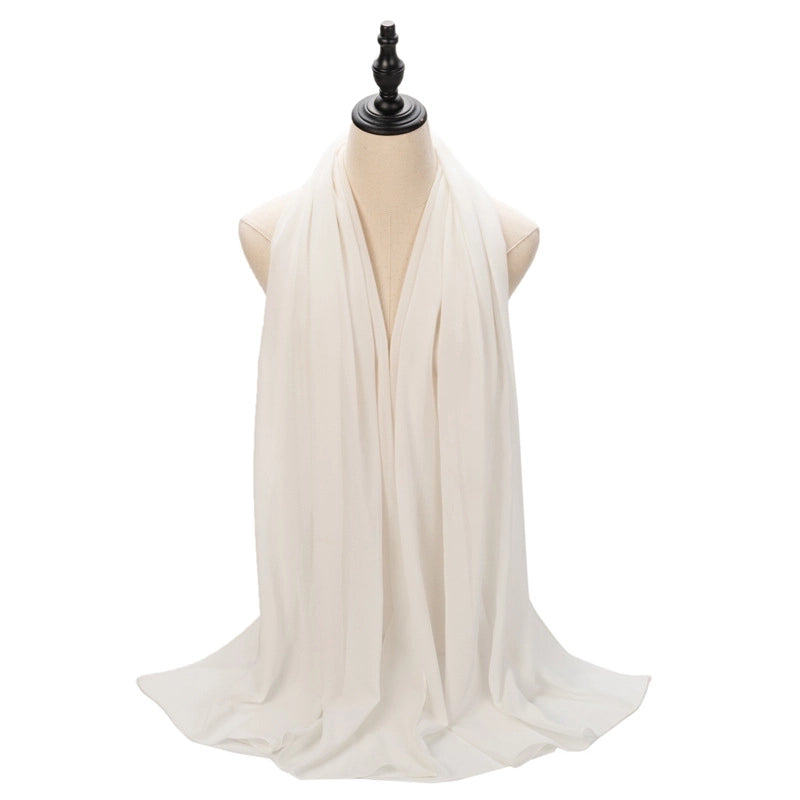 Hot Pearl Chiffon Yarn Muslim Women Hijab Silk Scarf Hui Turban Plain Long Scarf