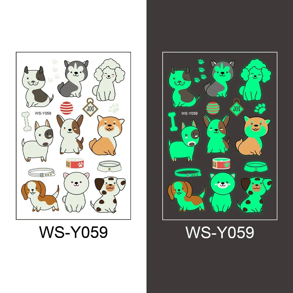 Tattoo Stickers Luminous Child Kid Temporary Fake Tattoos Glow Paste on Face Arm Leg for Children Body Art Halloween Tattoos