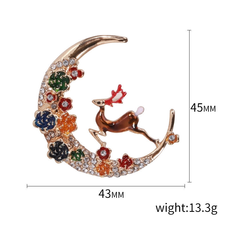 Cute Classic Style Pin Santa Claus Snowflake Elk Alloy Enamel Inlay Rhinestones Unisex Brooches
