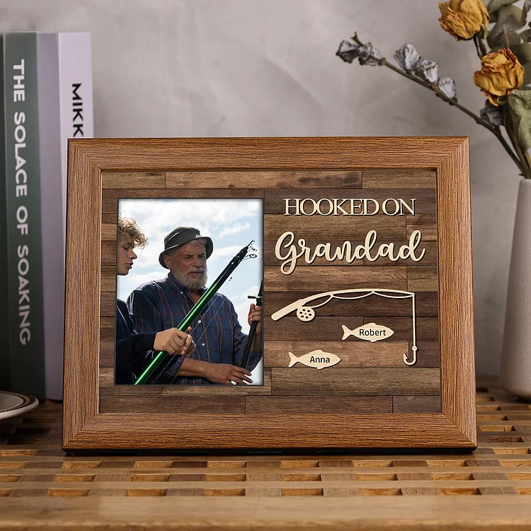 2 Names-Personalized Grandad Family Photo Frame with Family Member Names, Custom 2 Names And Photo Bedroom Decoration Gift For Grandpa