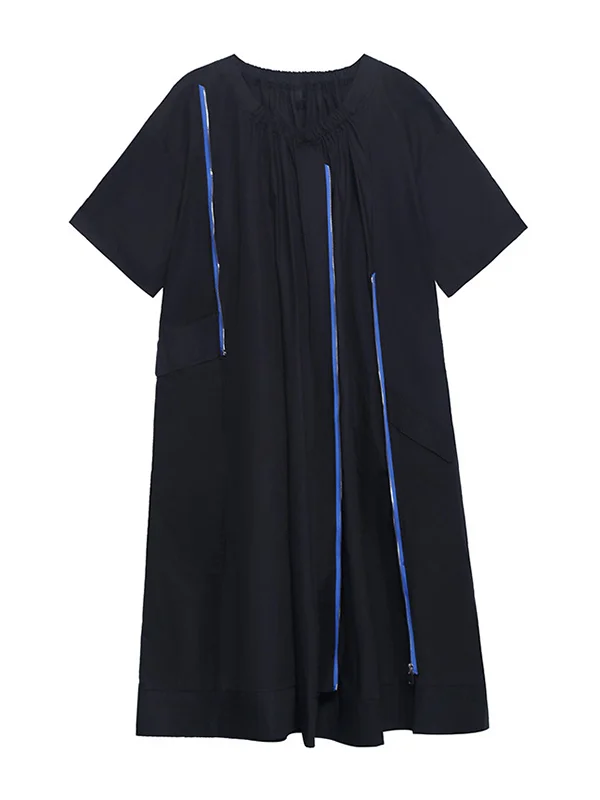 Original Short Sleeve Split-Joint A-Line Dress