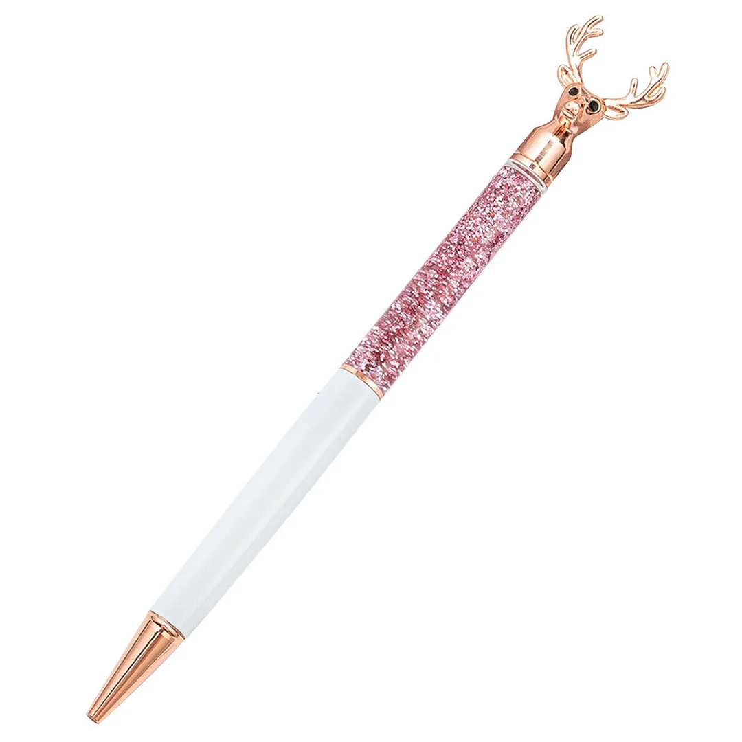 1 PCS Lytwtw's Reindeer Ballpoint Flow Oil Crystal Wedding Metal Copper Quicksand Pen Office School Supply Stationery