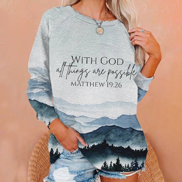 Comstylish Matthew Landscape Print Long Sleeve Sweatshirt