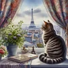 Cat By The Window-11CT Stamped Cross Stitch 40*40cm/15.75*15.75in tapestrymarket