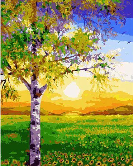 

Sunset Spring Tree – Paint By Numbers - 40*50CM, 501 Original