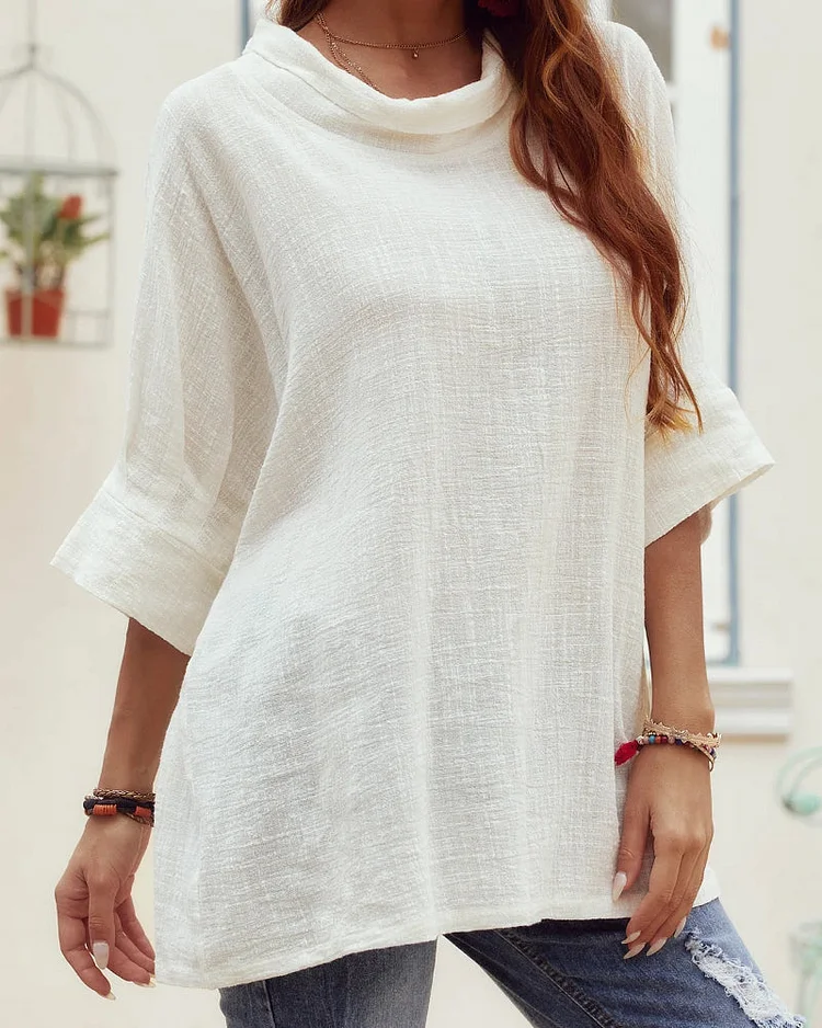 Cotton and Linen Loose Pullover Shirt