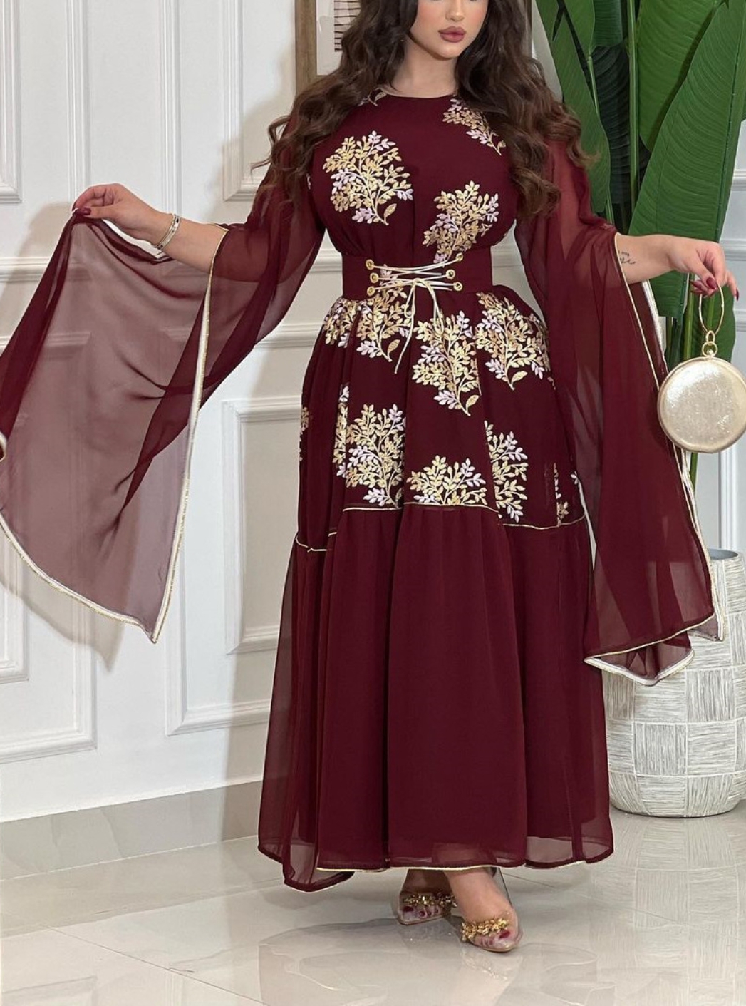 Muslim Women's Clothing with Large Sleeves Covered with Gauze | Oxredo Shop Ramadan Sale