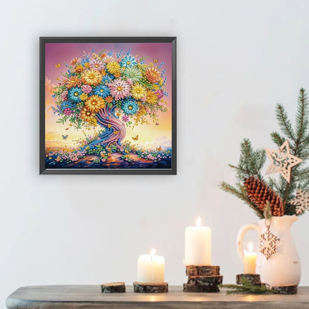 Diamond Painting - Partial Special Shaped Drill - Flower Tree(Canvas|30*30cm)