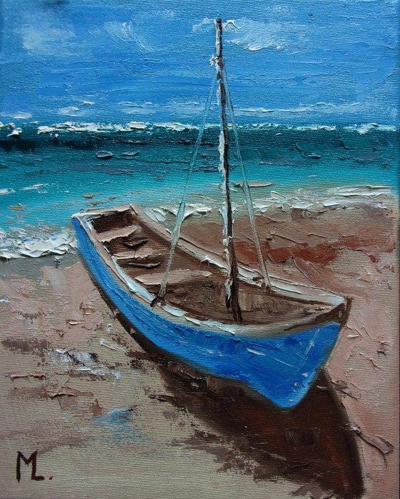 

Blue Boat And Beach – Paint By Numbers - 40*50CM, 501 Original