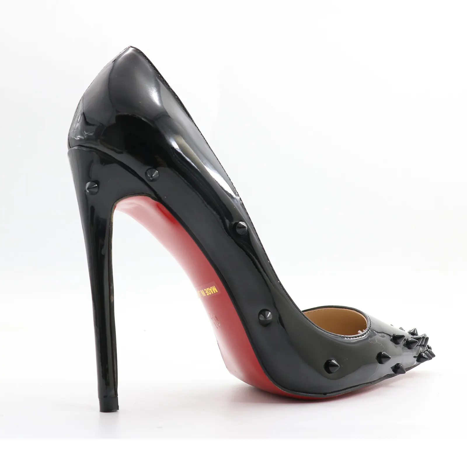 100mm Women's High Heels Fashion Pumps Party Studded Black Stiletto-vocosishoes