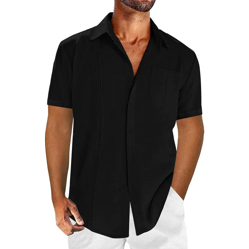 Noir -- Men's Hawaiian Shirt With Pocket