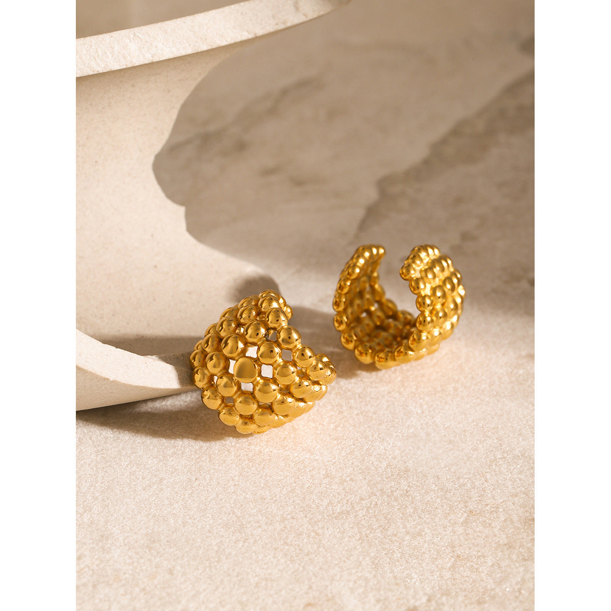 Women IG Style Mesh Stainless Steel Electroplating Clip On Earrings