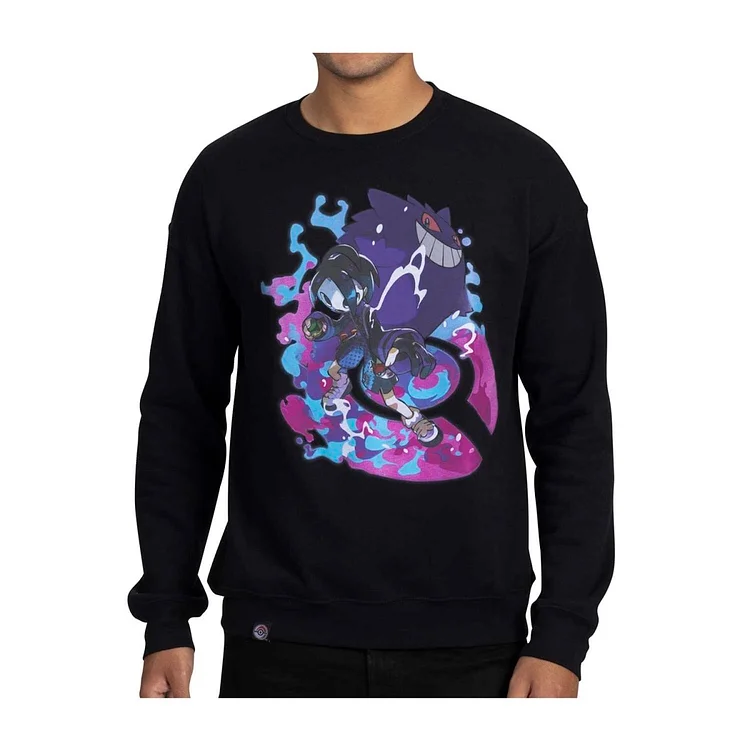Pokémon Allister Trainers Black Oversize Drop-Shoulder Crew Neck Sweatshirt