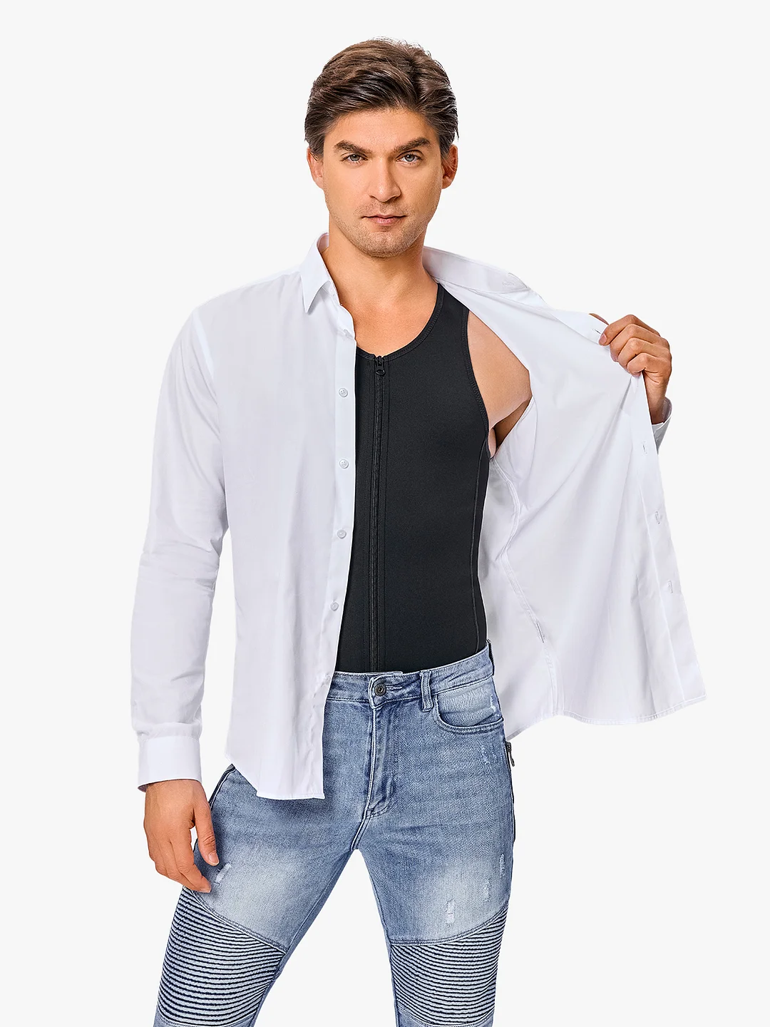 Zipper Belly Compression Workout out Waist Trainer Shapewear Tank Top