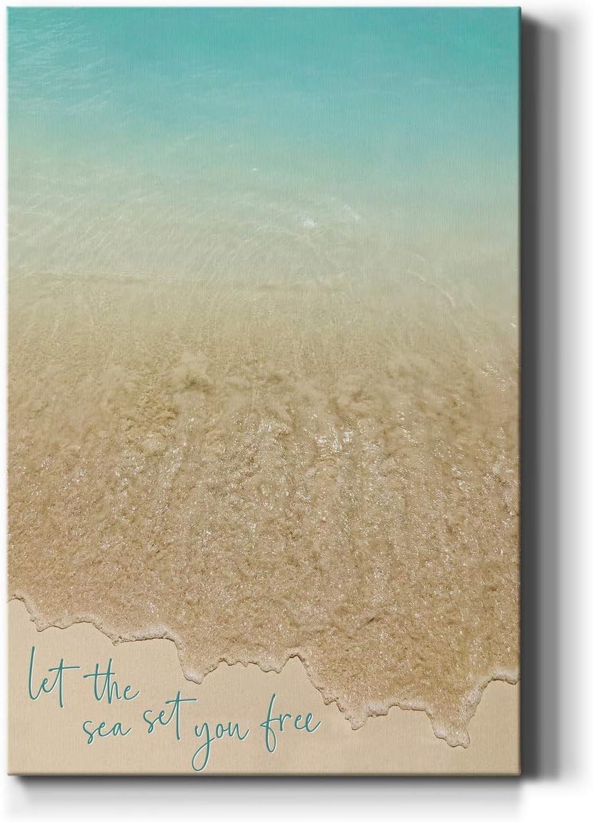 Renditions Gallery Beach Canvas Wall Art Home Decorations Paintings Blue Grey Ocean View Canvas Modern Abstract Wall Hanging Artwork for Bedroom Living Room Office Kitchen - 12 inch x18 inch  LT02 12X18