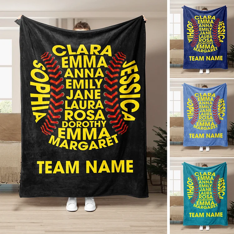 Personalized Softball Blanket, Softball Team Soft Cozy Blankets | BKKid428