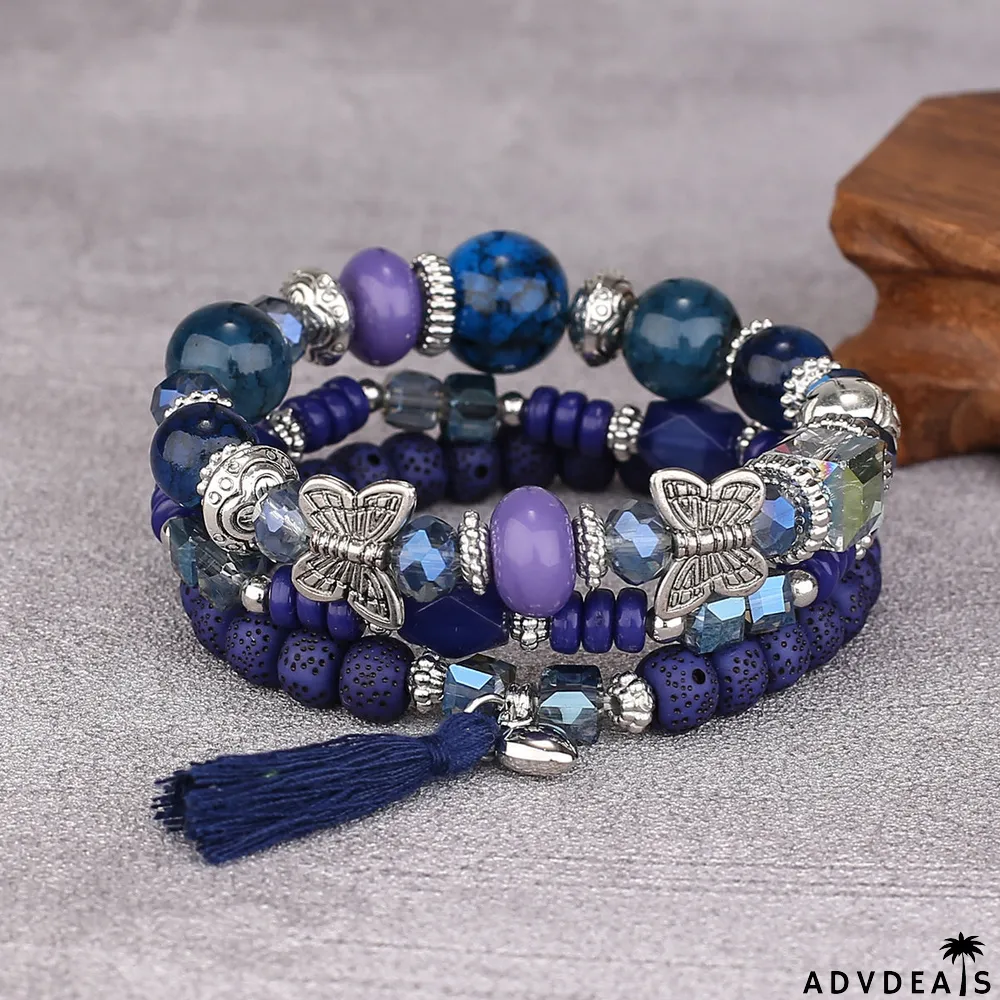 Women's Butterfly Tassel Pendant Multi-layer Bracelet