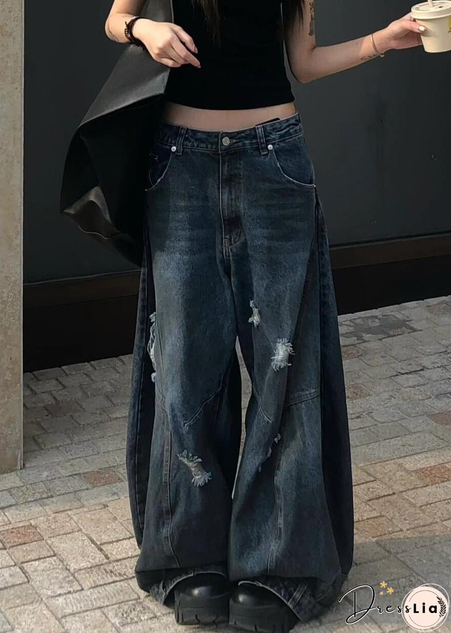 New Blue Hole High Waist Denim Pants Summer