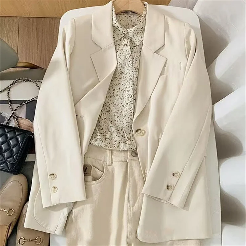 Toloer Toloer Jacket Female Spring New Korean Version Classic Two Buckle Temperament Lemon Color Loose Casual Web Celebrity Small Suit-Outfit Ideas