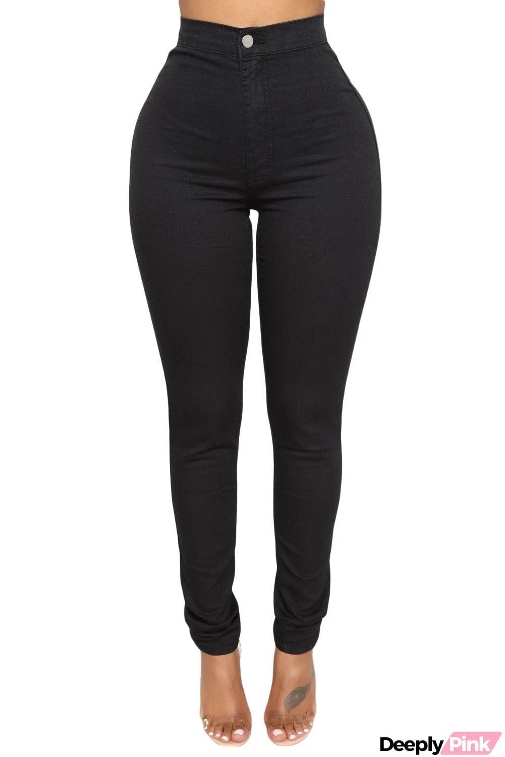 Light Blue High Waist Skinny Jeans with Round Pockets