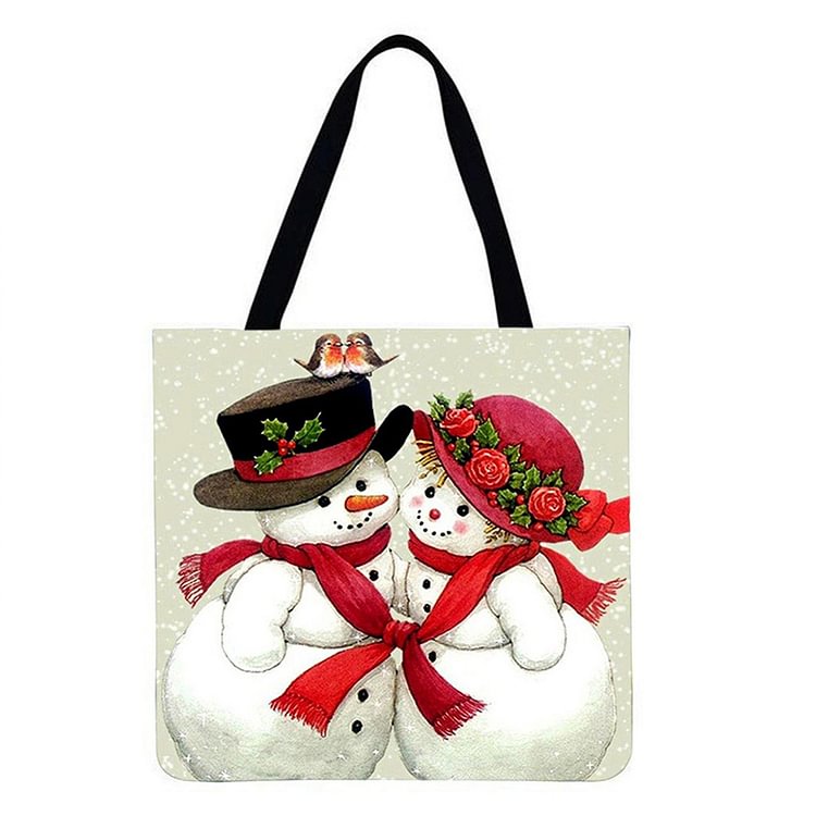 Snowman Linen Tote Bag