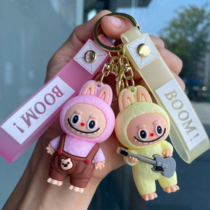 2 Pieces Cute Cartoon Character Pvc Unisex Keychain
