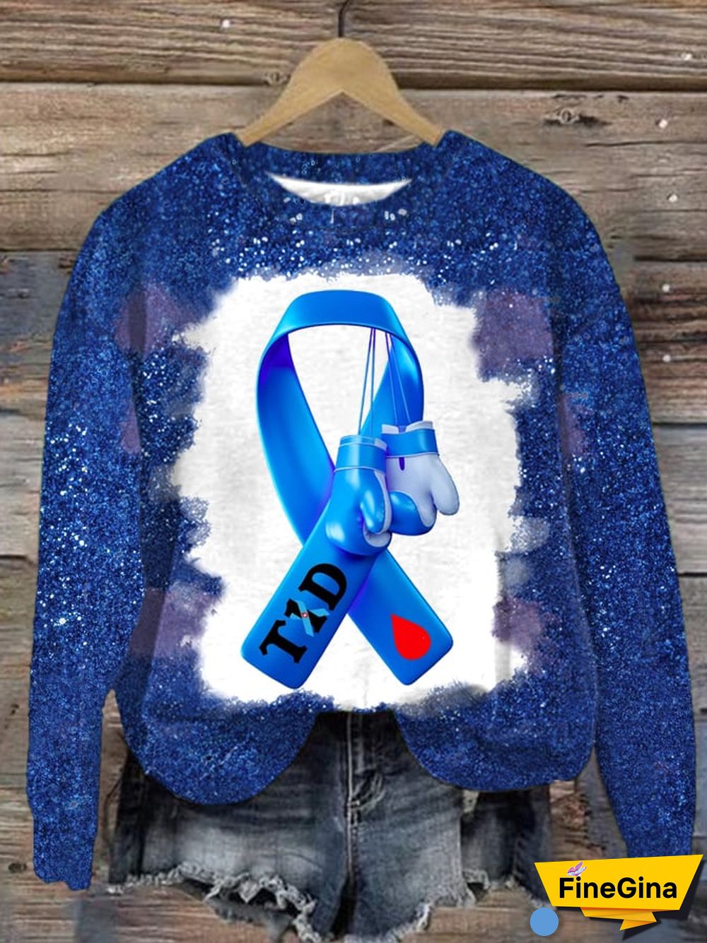 Women'S T1d Diabetes Warrior Print Long Sleeve Sweatshirt