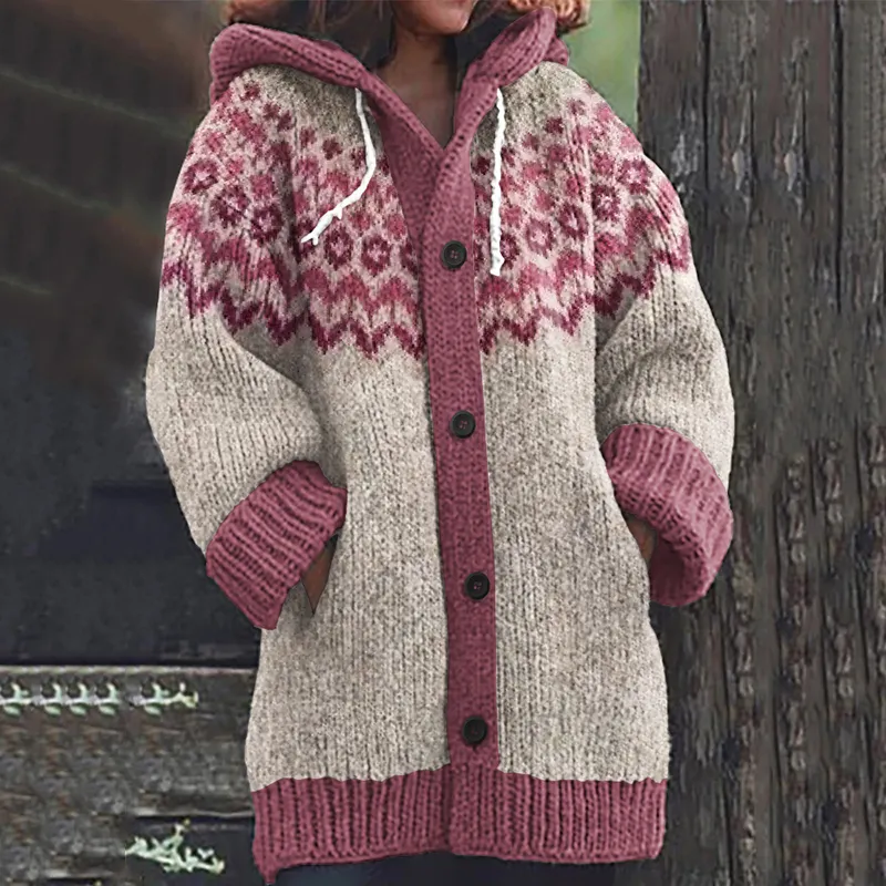 Vintage Tribal Icelandic Pattern Cozy Cardigan Sweater