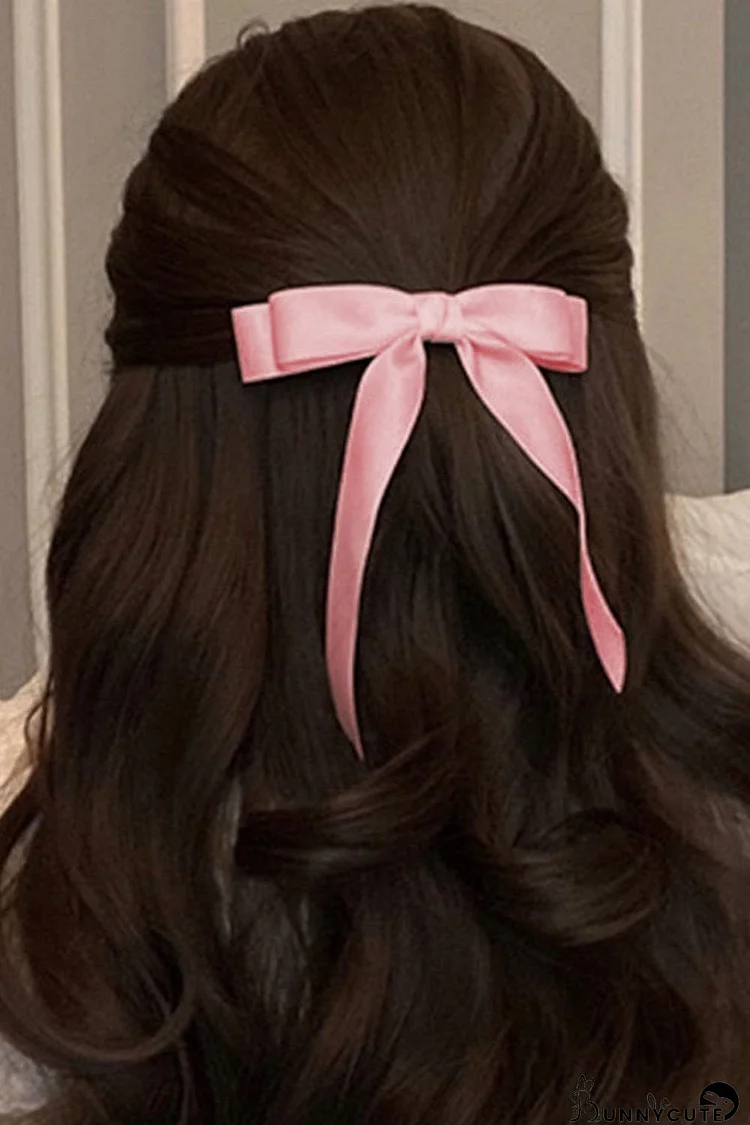 Satin Ribbon Pink Hair Bow Clip