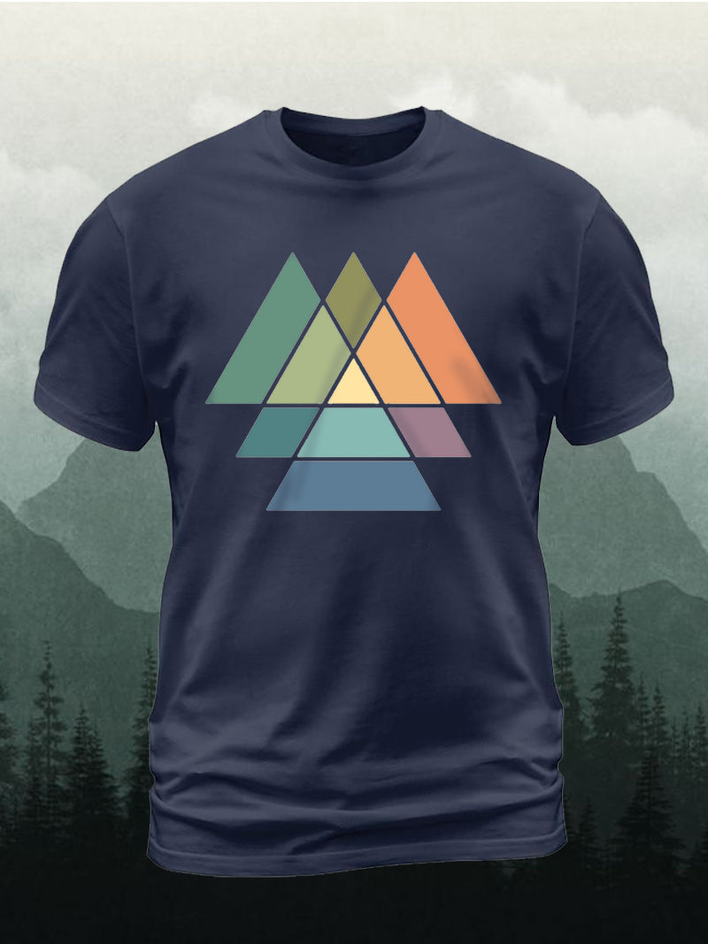 Men's Colorful Rectangle Triangle Short-Sleeved Shirt