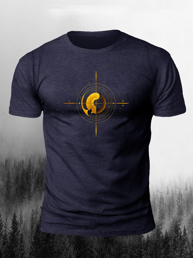 Men's Golden Circle Cross Print Casual Short Sleeve T-shirt