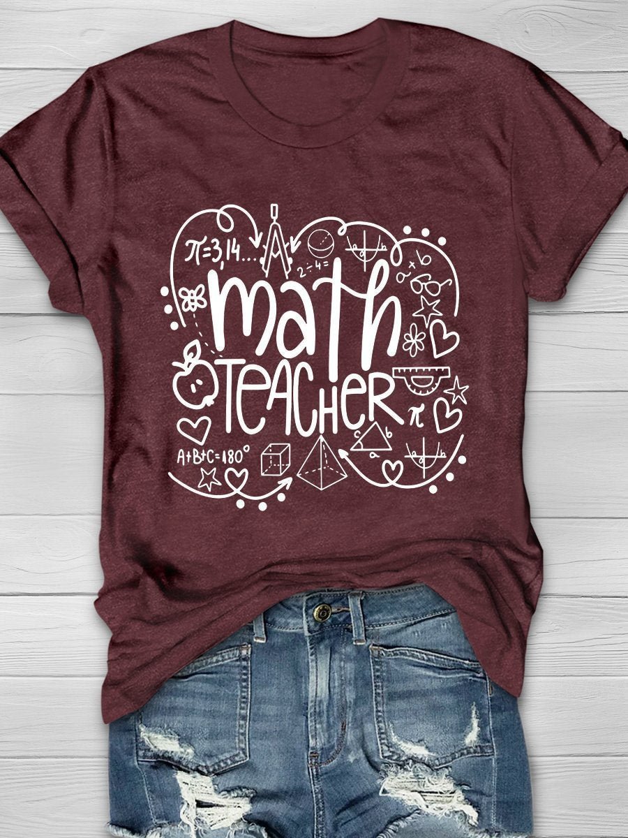 Math Teacher Print Short Sleeve T-shirt