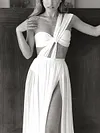 Empire Irregular Clipping Strapless Maxi Dress