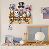 Wooden Special Shape Welcome Home Cat 3 Hooks Diamond Painting Hook Rail