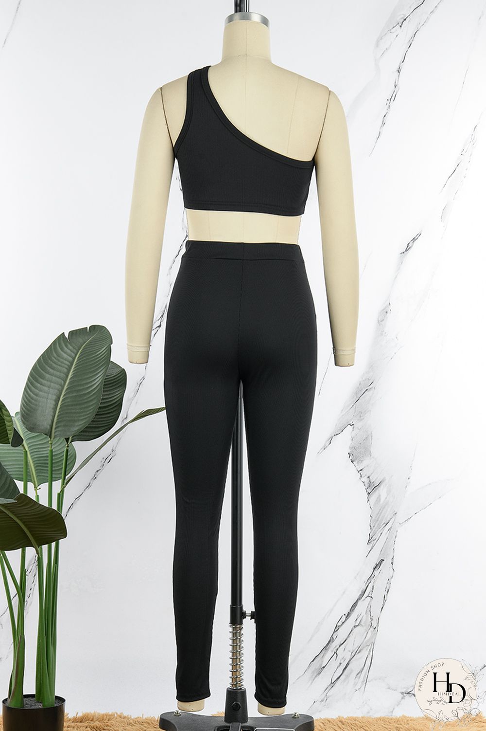 Black Sportswear Solid Patchwork Oblique Collar Sleeveless Two Pieces