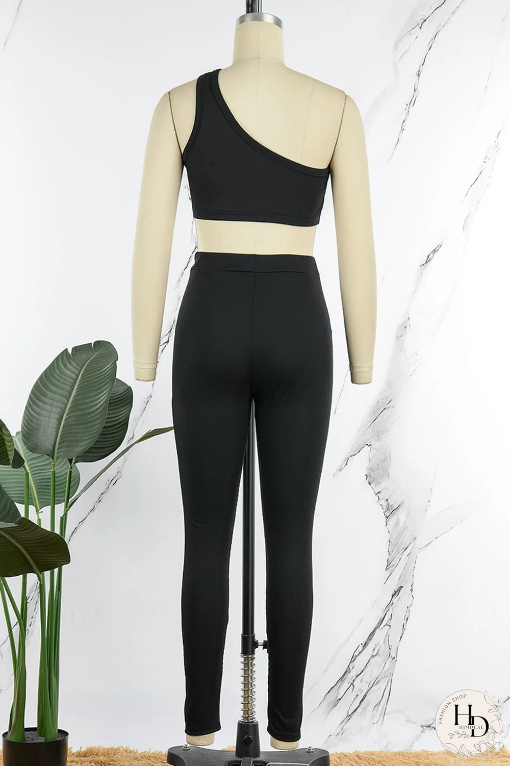 Black Sportswear Solid Patchwork Oblique Collar Sleeveless Two Pieces