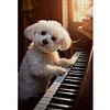 Bichon Frise Playing Piano-11CT Counted Cross Stitch 40*60cm/15.75*23.62in(Big Size)