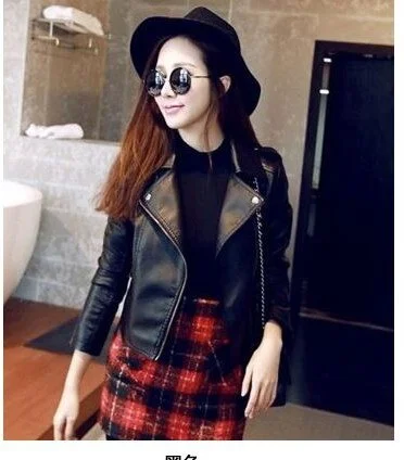 Women Jacket 2021 Spring Autumn Pink Pu Leather Coat Biker Bomber Jacket Motorcycle Faux Leather Outerwear Casual Black Jackets