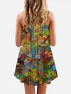 Carnival Psychedelic Colorful Cat Oil Painting Printing Hawaiian Sleeveless Camisole Dress