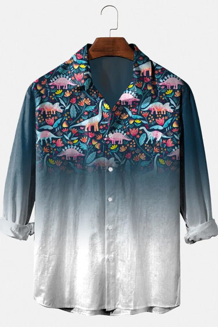 Men's Floral Ombre Long Sleeve Shirt