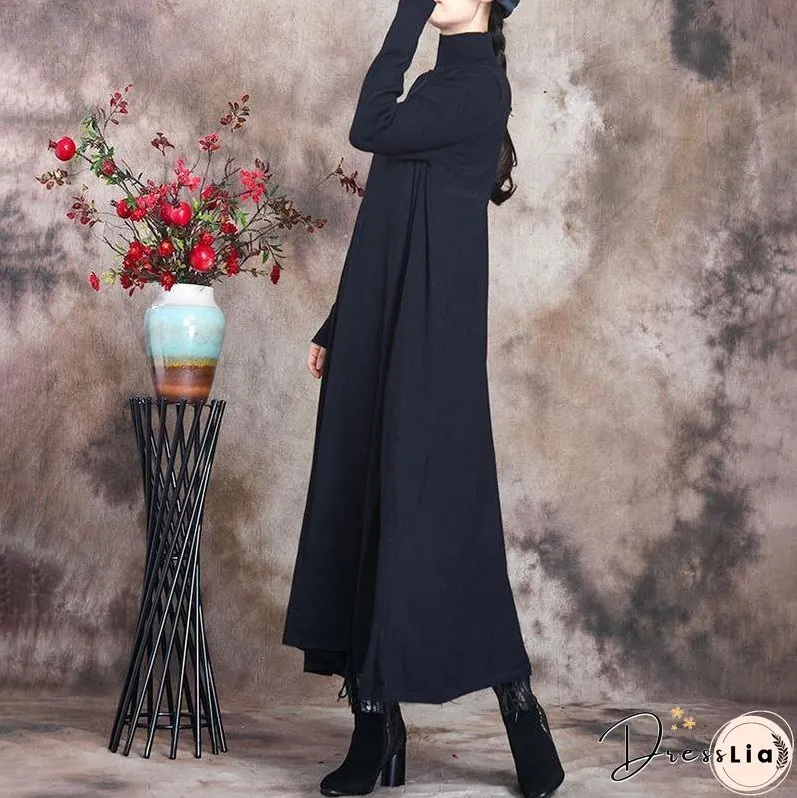 Solid Knitted High Neck Casual Dress ( Limited Stock)