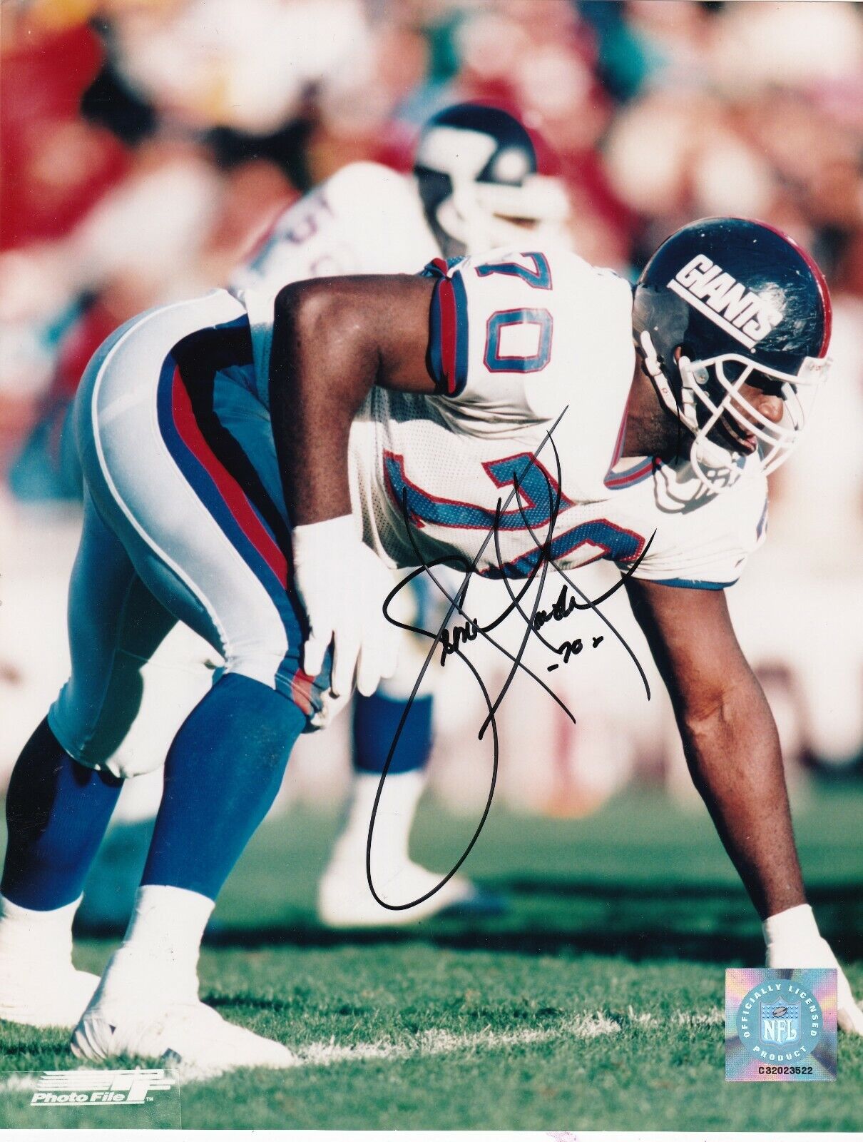 LEONARD MARSHALL NEW YORK GIANTS ACTION SIGNED 8x10