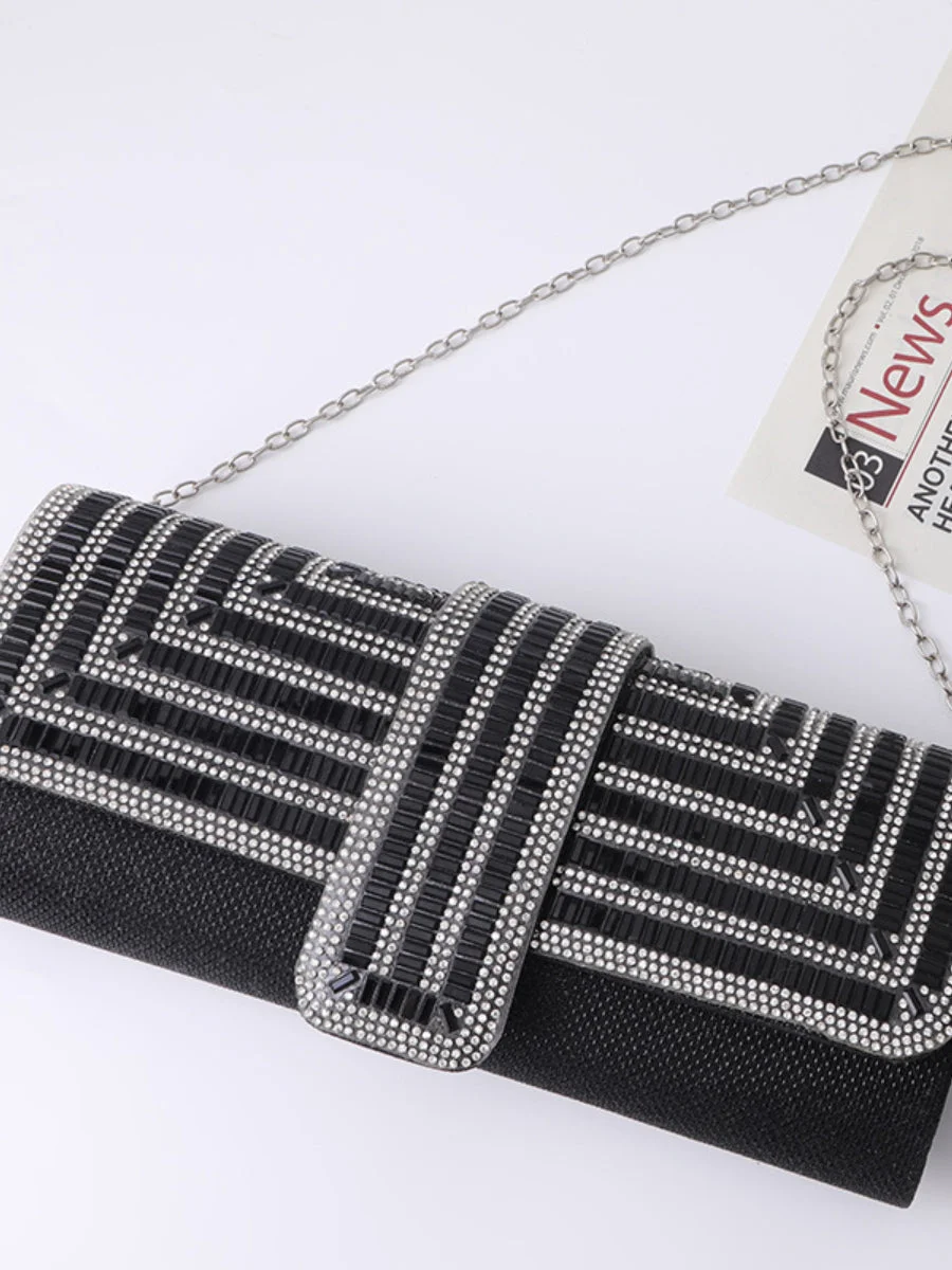 Ladies Evening Bag Glitter Geometric Clutch Bag