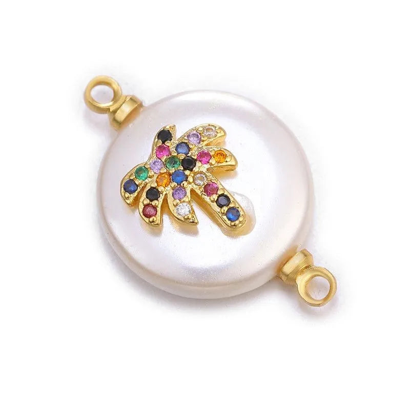 1 Piece 15.3*19.2mm Copper Zircon Heart Shape Eye Crab Pendant Jewelry Accessories