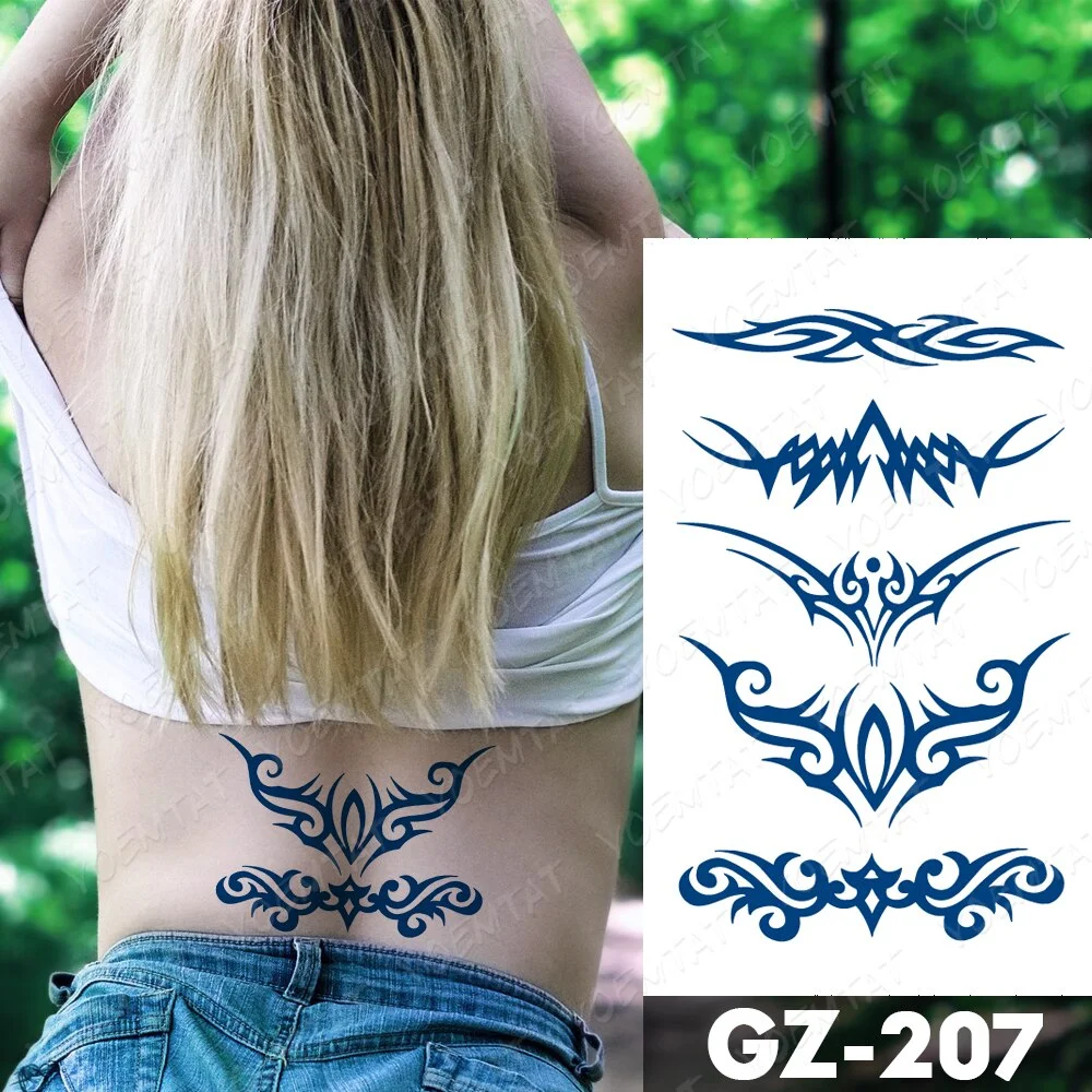 Sdrawing Lasting Ink Tattoos Body Art Waterproof Temporary Tattoo Sticker Sexy Waist Totem Tatoo Arm Fake Wings Butterfly Tatto