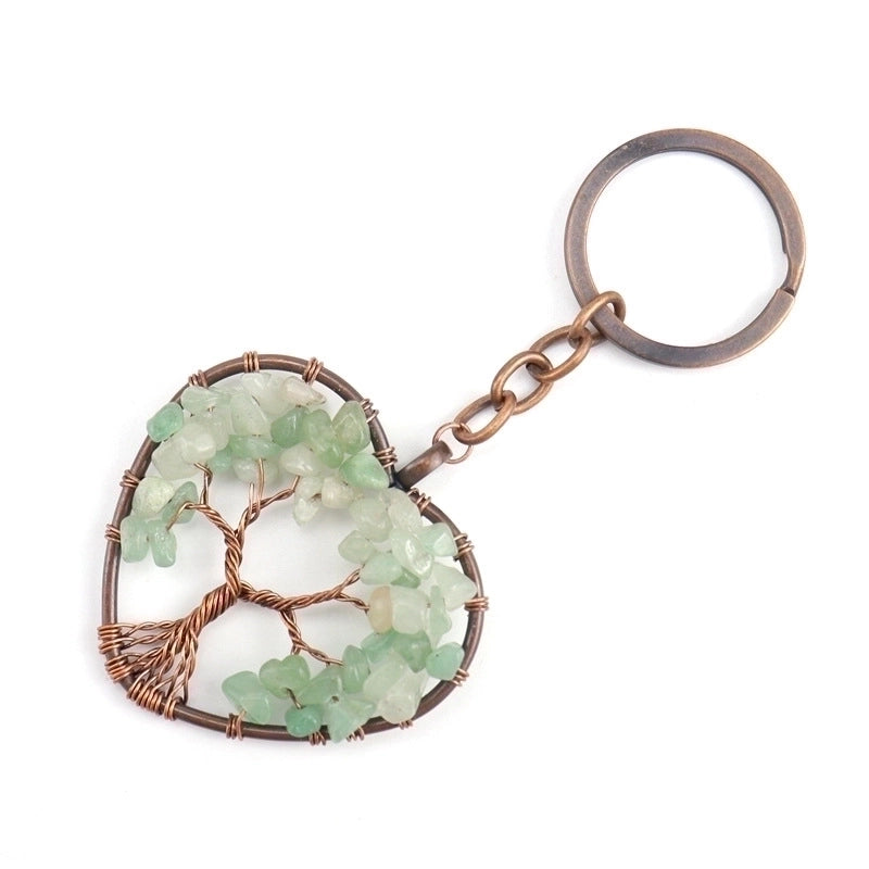 Fashion Tree Natural Stone Copper Beaded Women’s Keychain 1 Piece